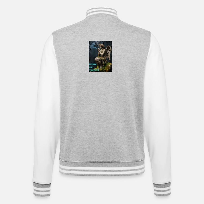 Rauchender Engel - College-Sweatjacke - Grau meliert/Weiß