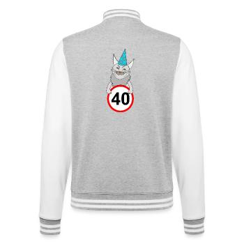 Geburtstag 40 - College-Sweatjacke - Grau meliert/Weiß - Hinten - Marisol (170cm)