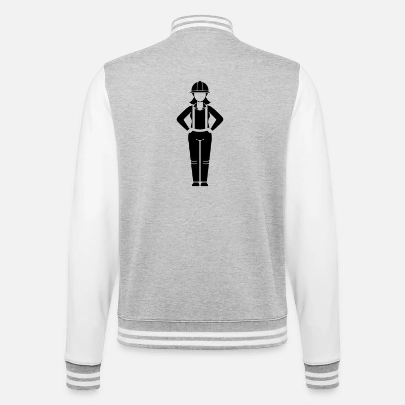 Construction Worker Woman Team Leader - College Sweat Jacket - heather grey/white