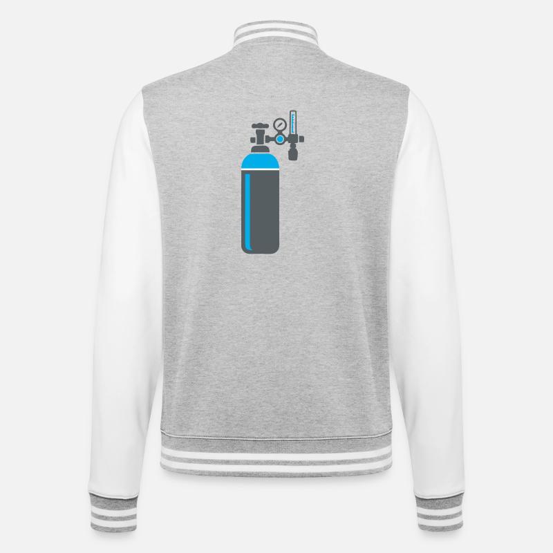 Gas Cylinder Welding Workshop - College Sweat Jacket - heather grey/white