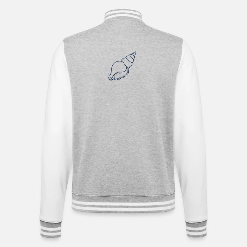 Seashell Minimal Ocean Beach Aesthetic Design - College-Sweatjacke - Grau meliert/Weiß