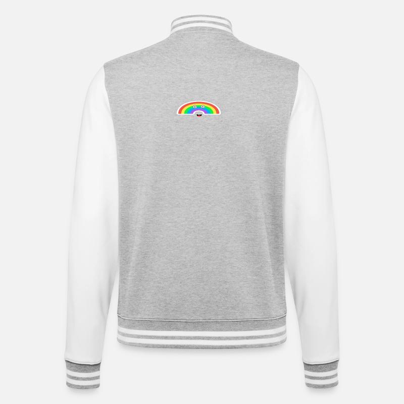 Lebhafte Regenbogenanimation  - College-Sweatjacke - Grau meliert/Weiß