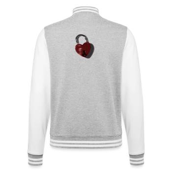 Motif de serrure en cœur - Veste Teddy - gris chiné / blanc - Dos - Marisol (170cm)