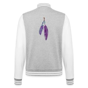 Plumes sur un ruban avec des perles. aquarelle. - Veste Teddy - gris chiné / blanc - Dos - Marisol (170cm)