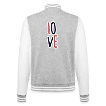 Love Typography Navy Red - College Sweat Jacket - heather grey/white - Back - Marisol (170cm)