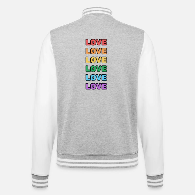 Rainbow Love Word Pattern - College Sweat Jacket - heather grey/white