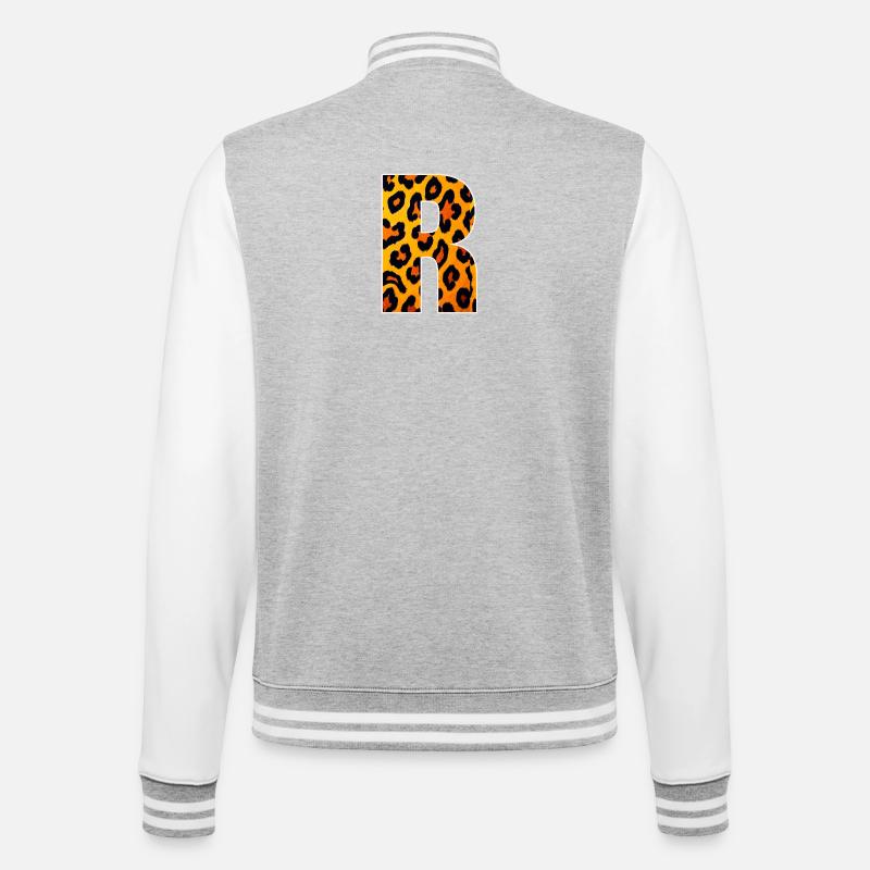 Leopard_Buchstabenmuster_ _R - College Sweat Jacket - heather grey/white