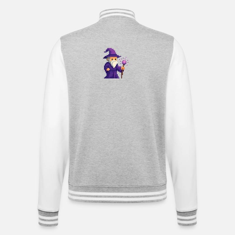 Pixel wizard dans le scintillement violet - Veste Teddy - gris chiné / blanc