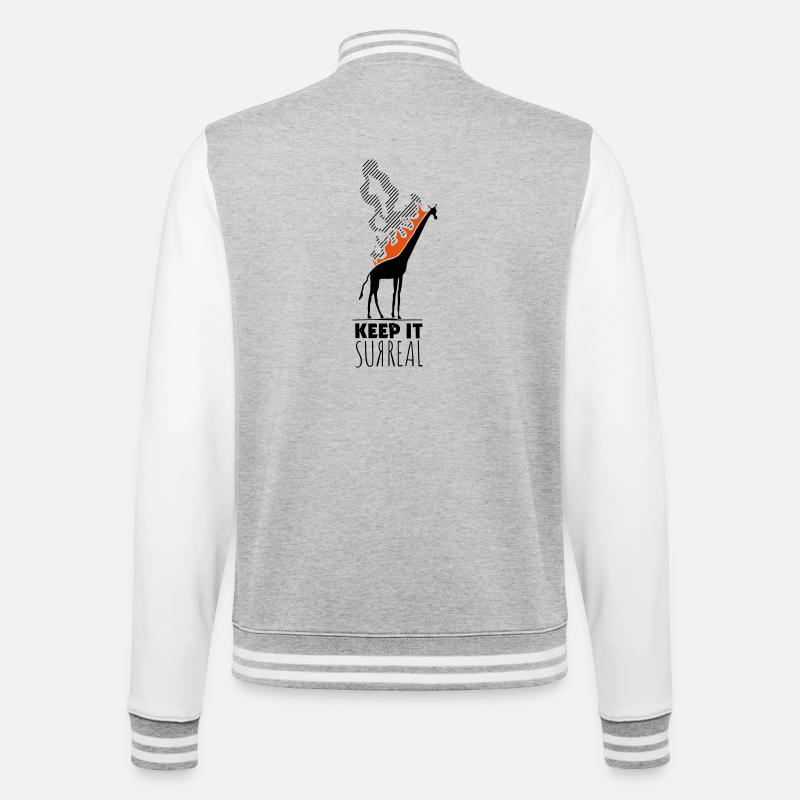 Surreale Giraffe – Keep it Surreal für Kunstfans - College-Sweatjacke - Grau meliert/Weiß