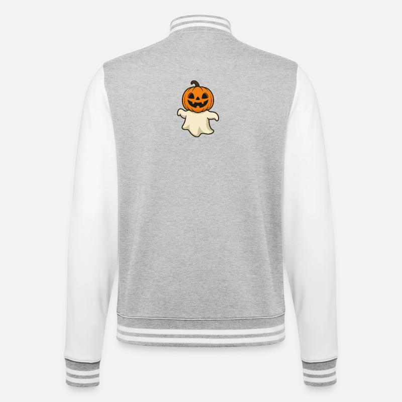Funny Pumpkin Ghost – Halloween Design migno - College Sweat Jacket - heather grey/white