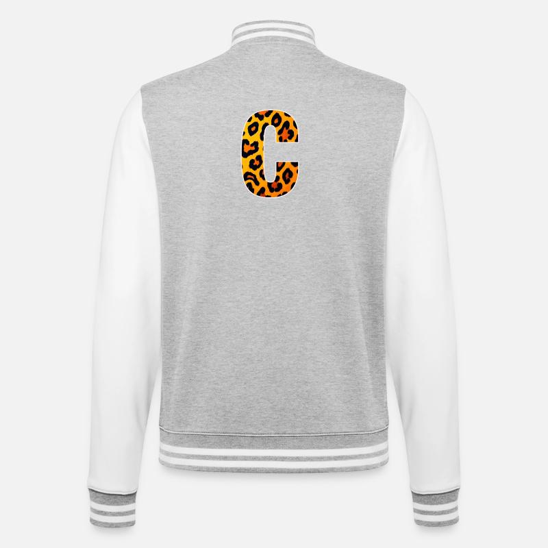 Leopard_Buchstabenmuster_-_C - College-Sweatjacke - Grau meliert/Weiß