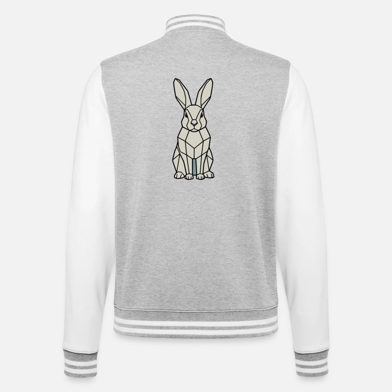 Geometric Bunny Low Poly Modern - College Sweat Jacket - heather grey/white