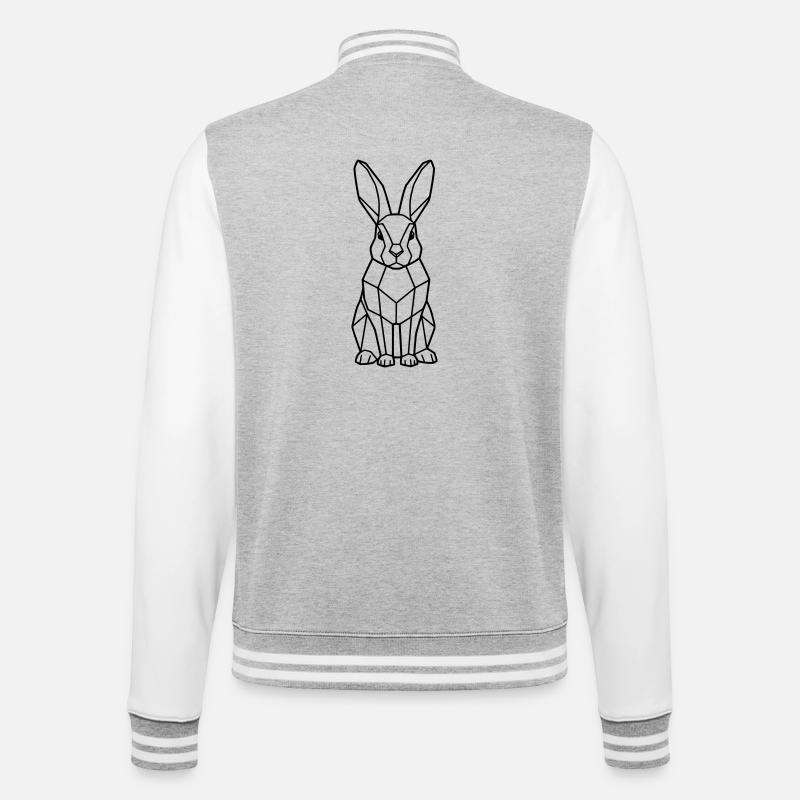Geometrischer Hase Low Poly Outline - College-Sweatjacke - Grau meliert/Weiß
