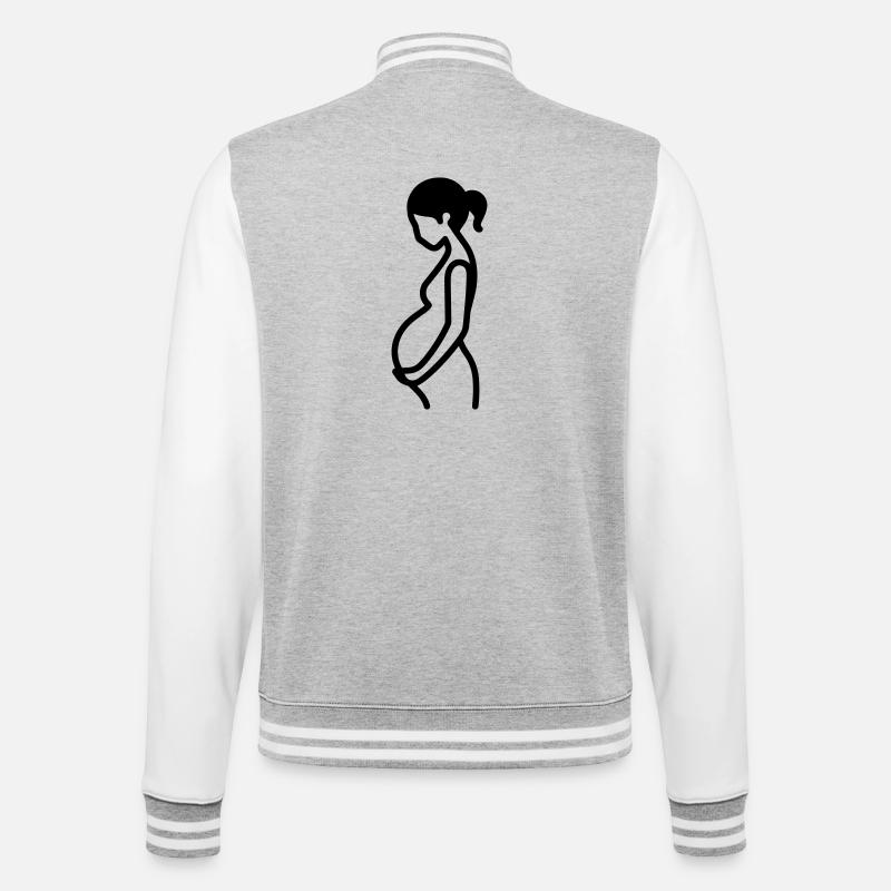 schwanger - College-Sweatjacke - Grau meliert/Weiß