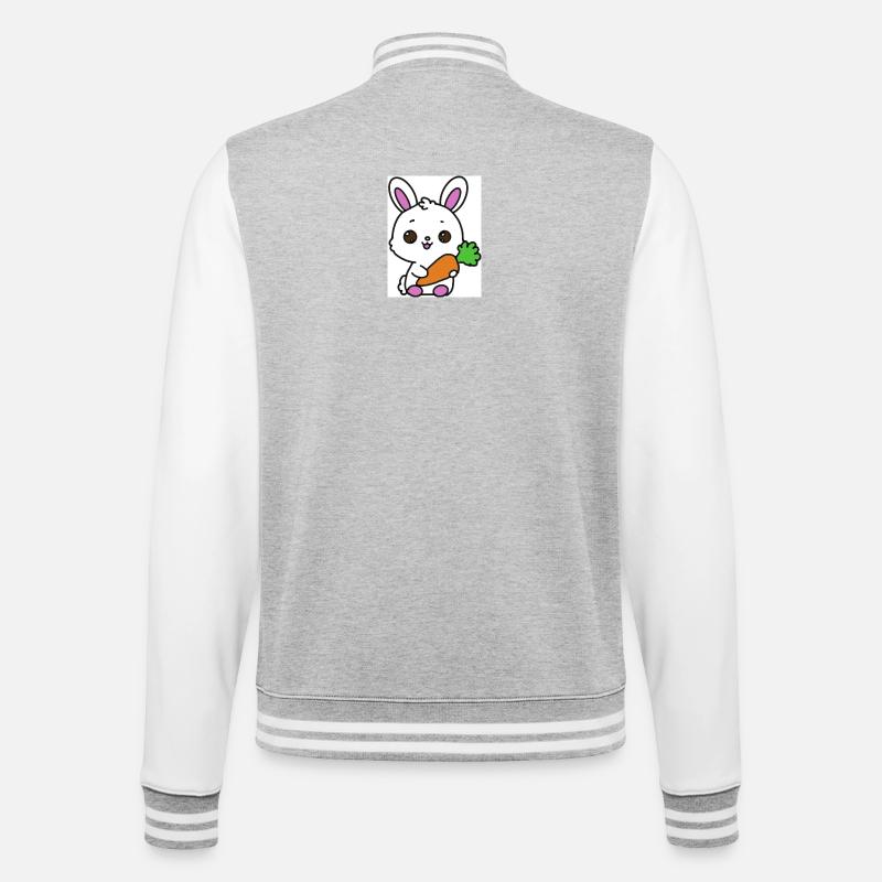 Kawaii Rabbit - College Sweat Jacket - heather grey/white