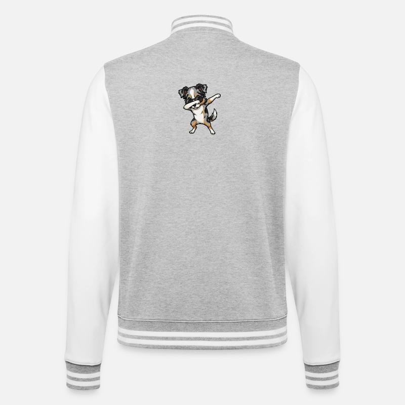 Dabbing Australian Shepherd - College-Sweatjacke - Grau meliert/Weiß