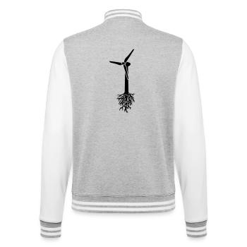 Think Green Windenergie T-Shirt Ökostrom Design - College-Sweatjacke - Grau meliert/Weiß - Hinten - Marisol (170cm)
