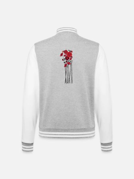 Pebble Flowers Illustration - College Sweat Jacket - heather grey/white
