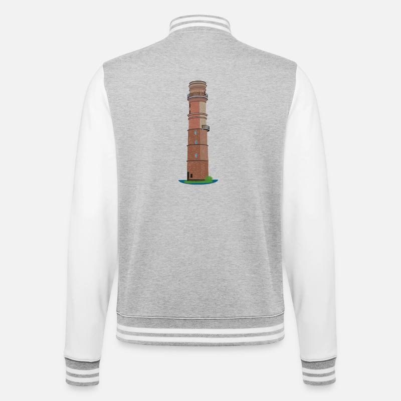 Old lighthouse Travemünde without text, drawing - College Sweat Jacket - heather grey/white