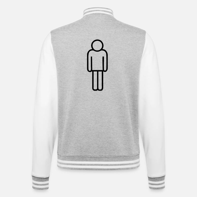 Logo-Mann - College-Sweatjacke - Grau meliert/Weiß