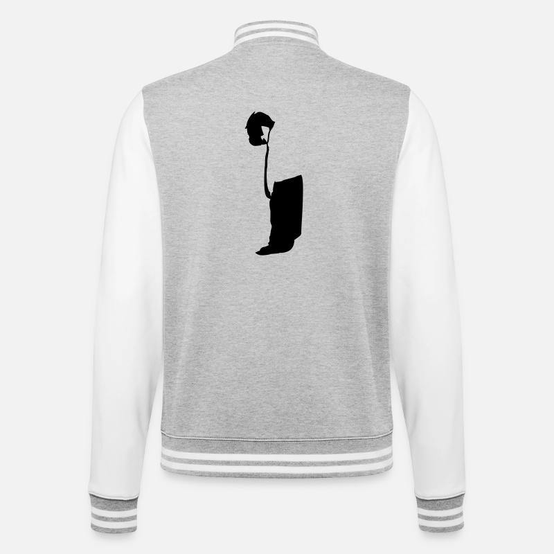 Kind - College-Sweatjacke - Grau meliert/Weiß