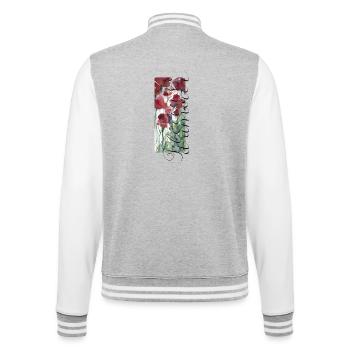 Valentinstag / Liebe / Blumen / Fleurs_d_amour  - College-Sweatjacke - Grau meliert/Weiß - Hinten - Marisol (170cm)