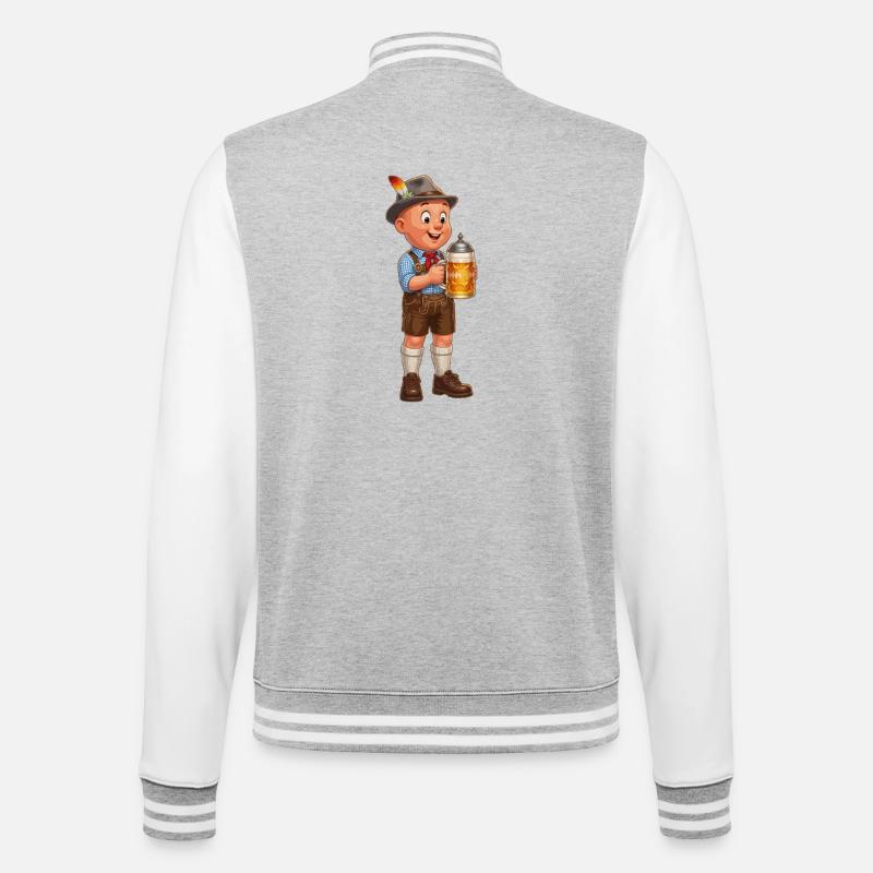October Party Boy with Beer Mug - College Sweat Jacket - heather grey/white