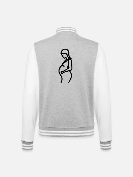 pregnant woman - College Sweat Jacket - heather grey/white