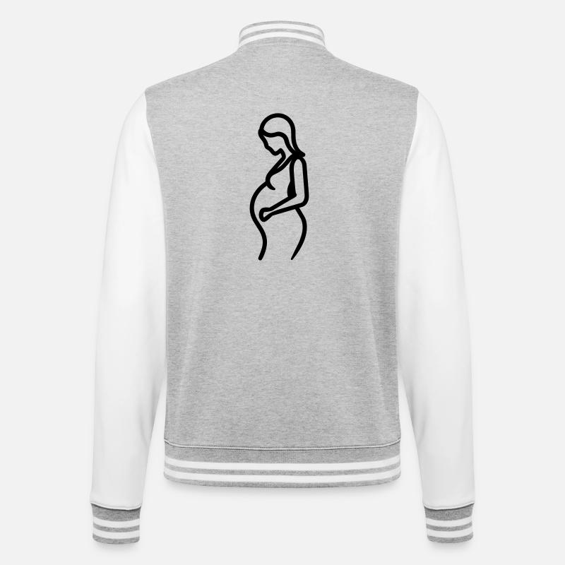 Schwangere - College-Sweatjacke - Grau meliert/Weiß