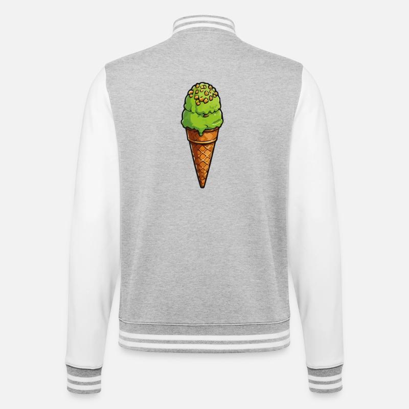 Pistazien Grünes Eis am Waffelcone - College Sweat Jacket - heather grey/white