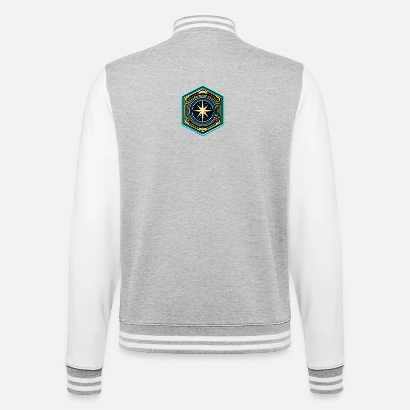 Kartenstern Kompass Patch - College-Sweatjacke - Grau meliert/Weiß