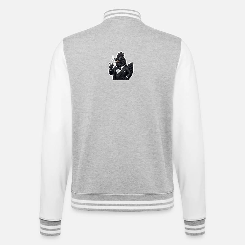 Zigarrenhähnchen im Smoking - College-Sweatjacke - Grau meliert/Weiß