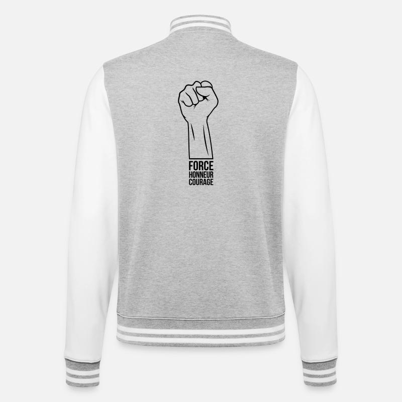 Ehrenmut erzwingen - College-Sweatjacke - Grau meliert/Weiß