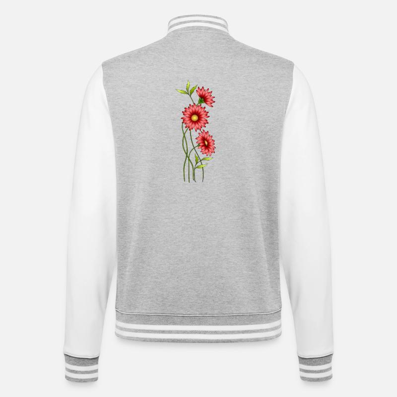 Flowers - College Sweat Jacket - heather grey/white