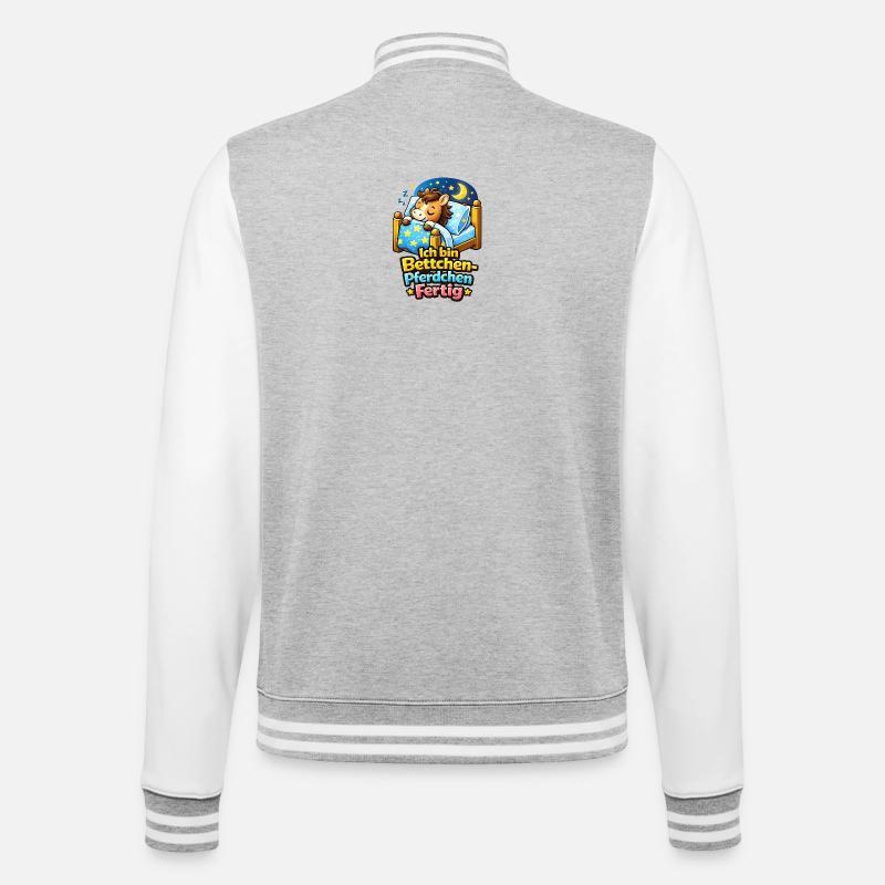 Bettchen Pferdchen Fertig | Bettfertig (md) - College-Sweatjacke - Grau meliert/Weiß