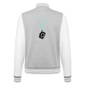 Kamera Fotkamera Urlauber Tourist - College-Sweatjacke - Grau meliert/Weiß - Hinten - Marisol (170cm)