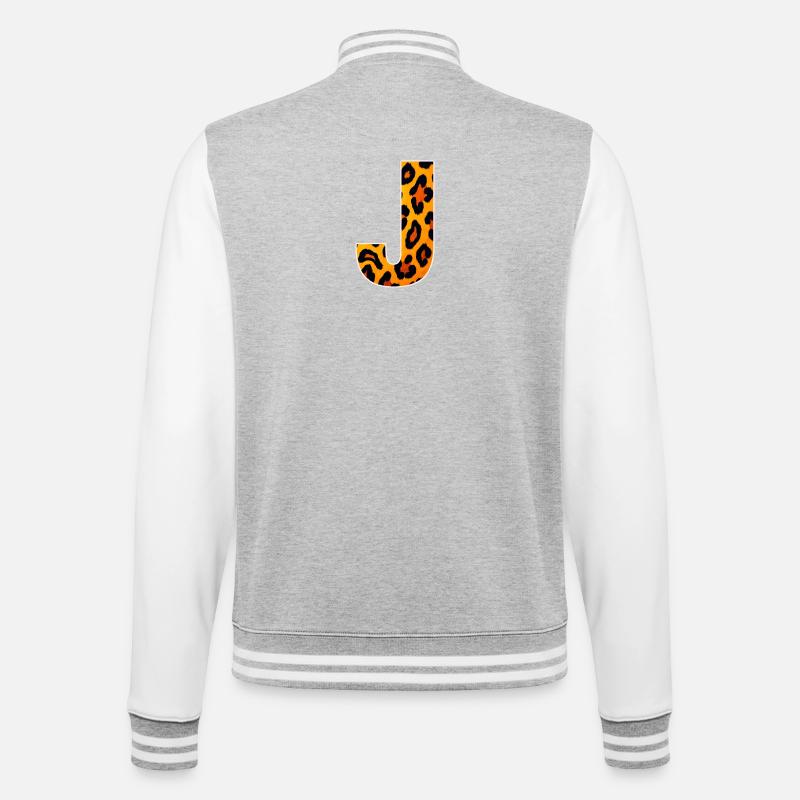 LeopardJ Buchstabe - College-Sweatjacke - Grau meliert/Weiß