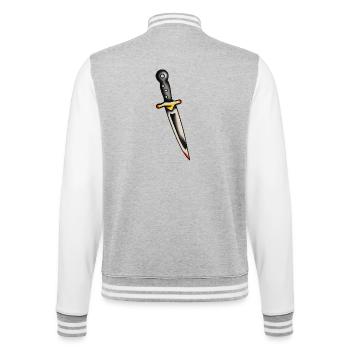 Dague de tatouage classique - Veste Teddy - gris chiné / blanc - Dos - Marisol (170cm)