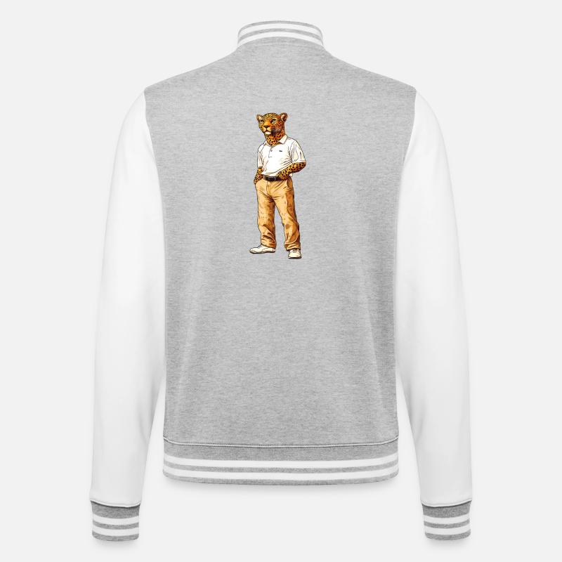 Éventail Léopard - Veste Teddy - gris chiné / blanc