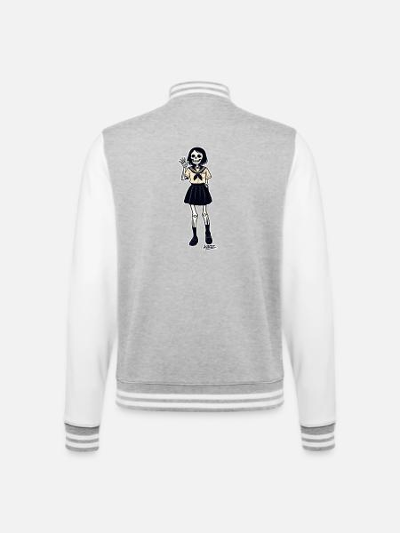 Skelett-Schulmädchenporträt - College-Sweatjacke - Grau meliert/Weiß