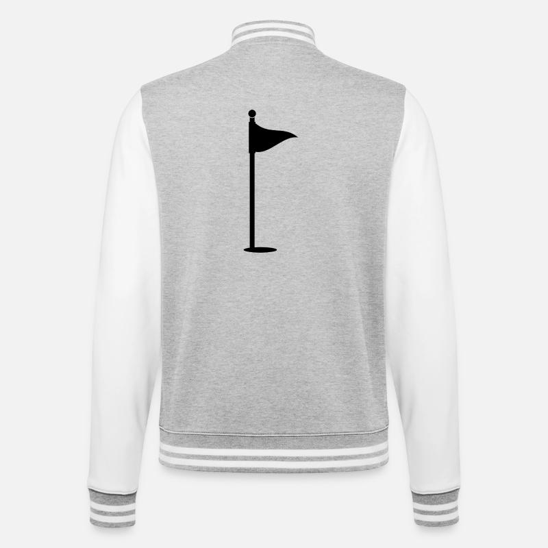Golfflagge - College-Sweatjacke - Grau meliert/Weiß