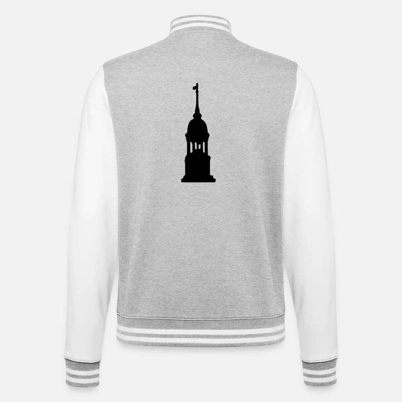 Hamburger Michel Hamburg - College-Sweatjacke - Grau meliert/Weiß