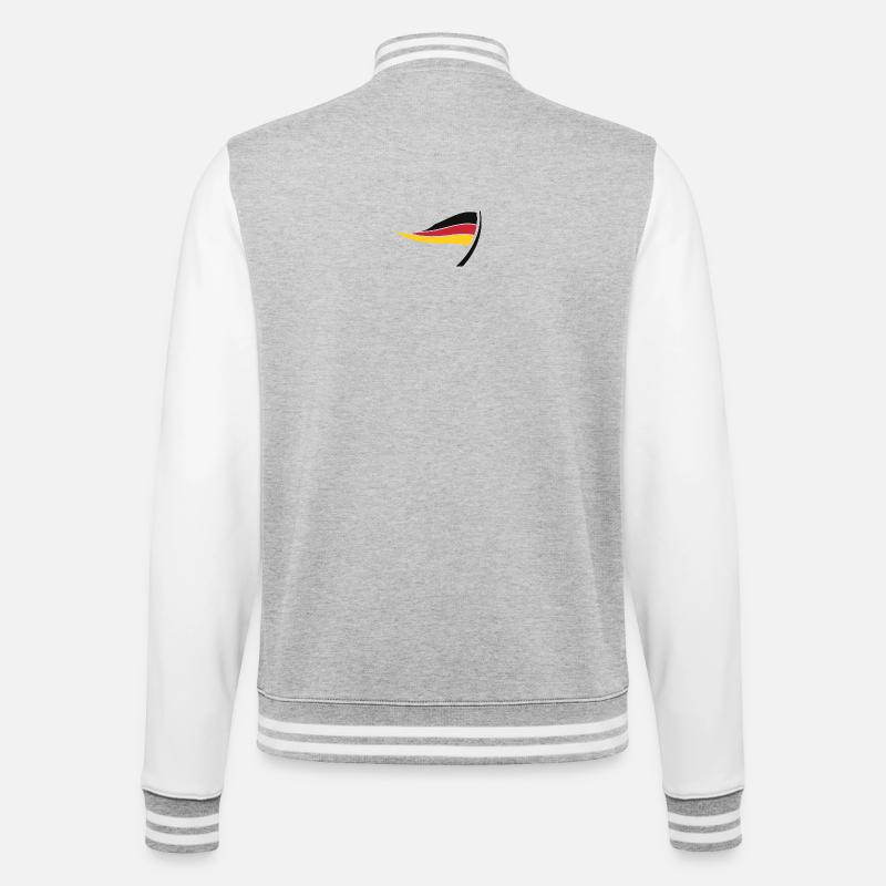 Deutsche Flaggenwelle - College-Sweatjacke - Grau meliert/Weiß
