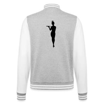 Serveuse difficile avec figurine d’ombre de plateau - Veste Teddy - gris chiné / blanc - Dos - Marisol (170cm)