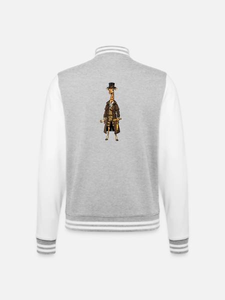 Giraffe Explorer Steampunk Chic Zylinder - College-Sweatjacke - Grau meliert/Weiß