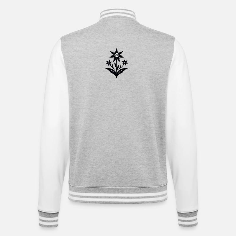 Edelweiß / Blume - College-Sweatjacke - Grau meliert/Weiß