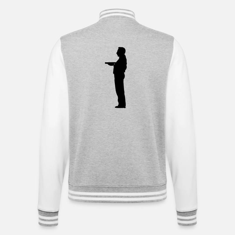 Kellner Butler Schattenfigur - College-Sweatjacke - Grau meliert/Weiß