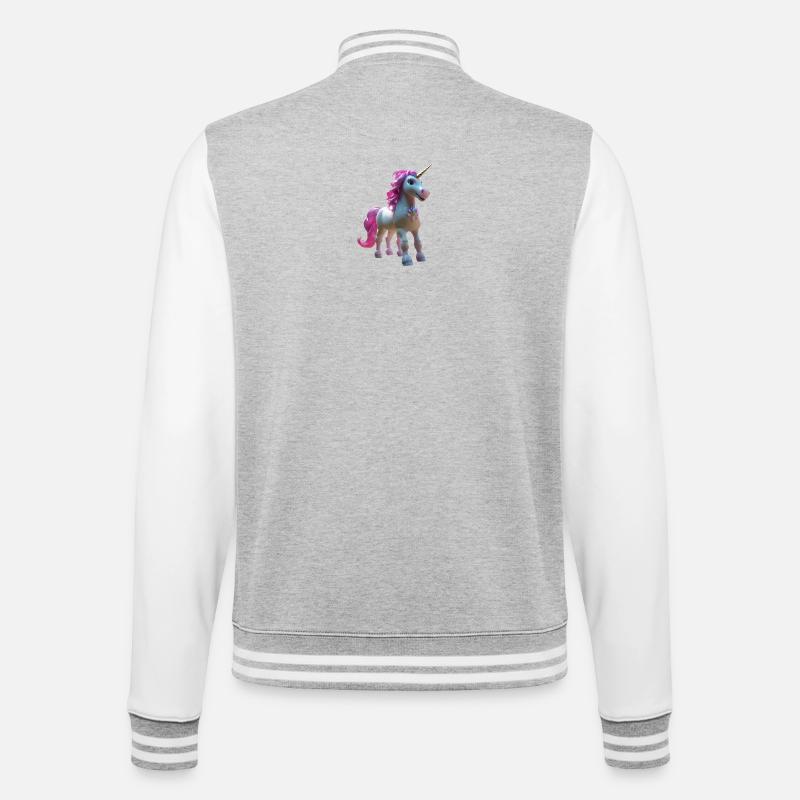 Einhorn - College-Sweatjacke - Grau meliert/Weiß