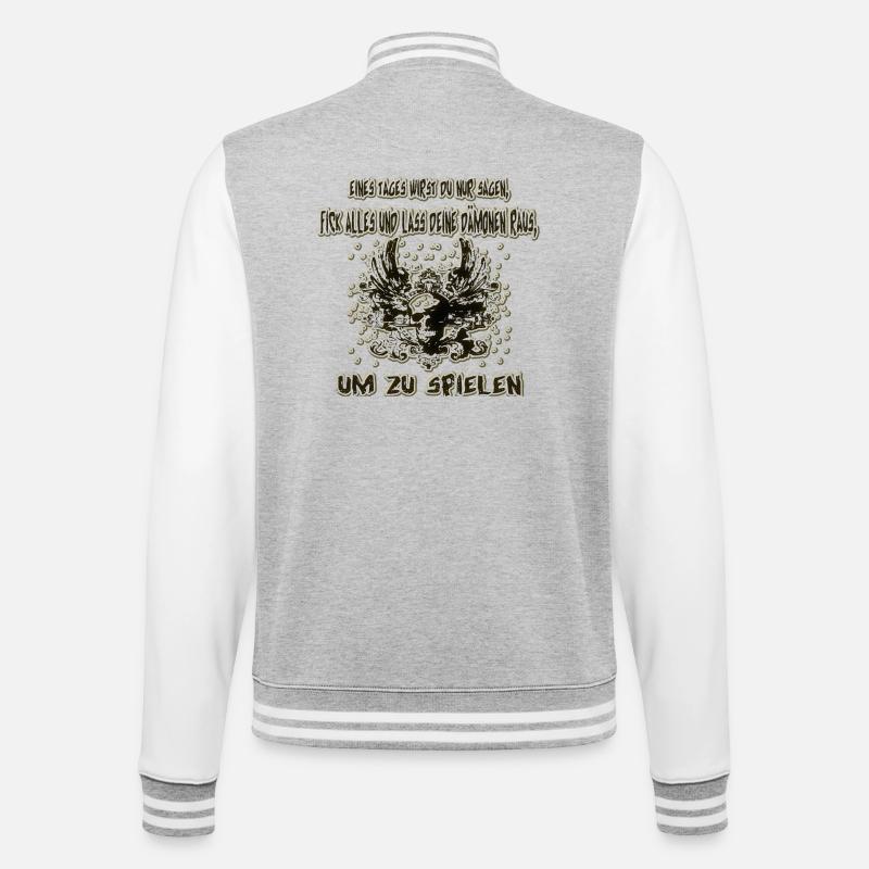 Dämon raus lassen - College-Sweatjacke - Grau meliert/Weiß