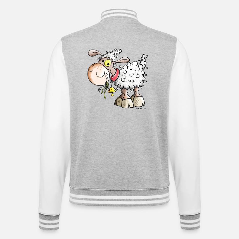 Schaf auf der Weide - College-Sweatjacke - Grau meliert/Weiß